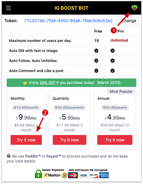 TW Boost Bot chrome extension subscribe pro